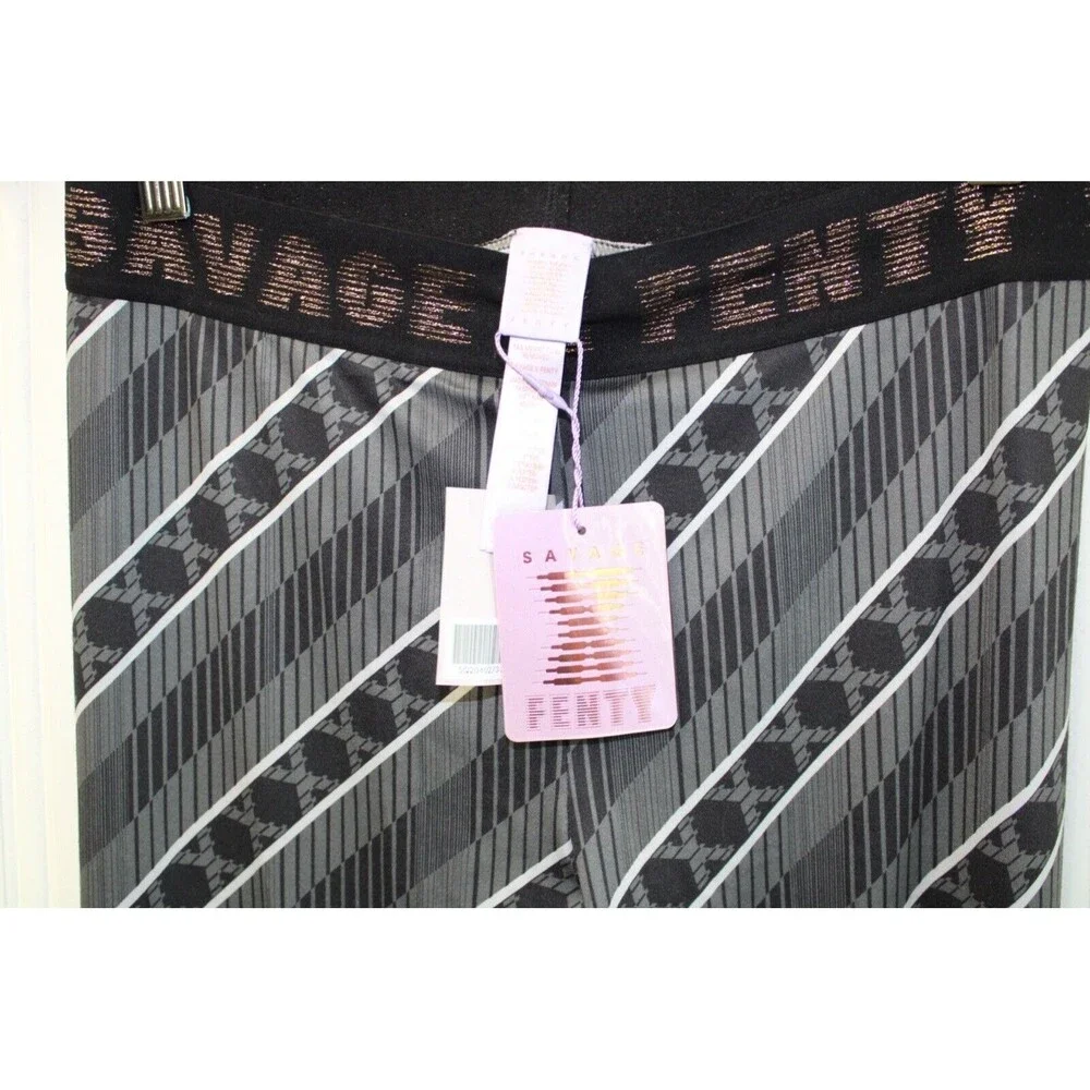 Savage X Fenty Leggings Gray Stripe Forever Savage Jersey Knit Ankle Size Medium